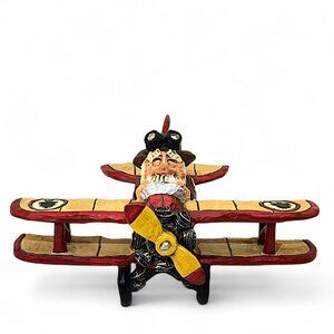 David Frykman Santa In Airplane Figurine DF1113 1997 Signed 9" x 6" x 4" Vintage
